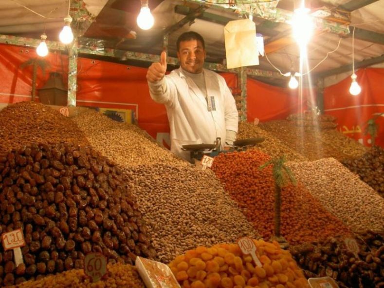 Fruit and nut stall in Marrakech souk